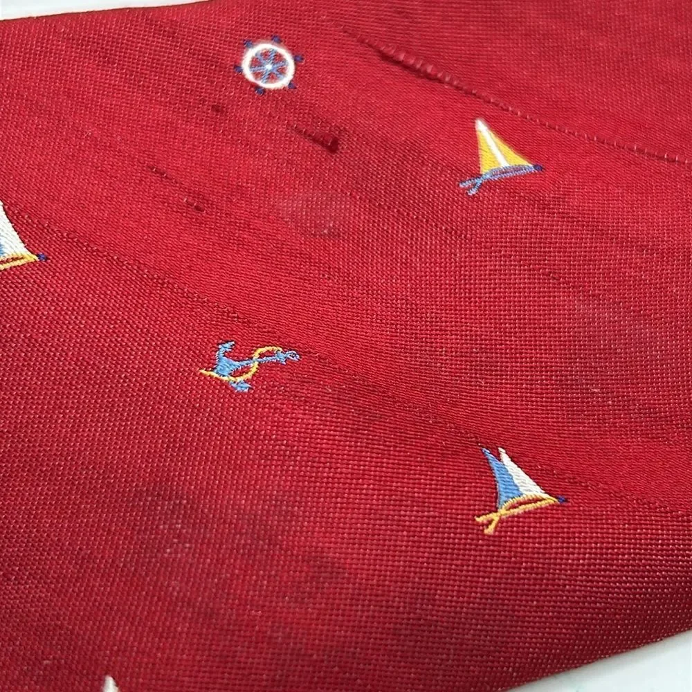 Vintage Allen Solly 100% silk sailboat tie